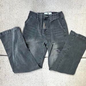 Grey faded baggy cargo pants with pockets